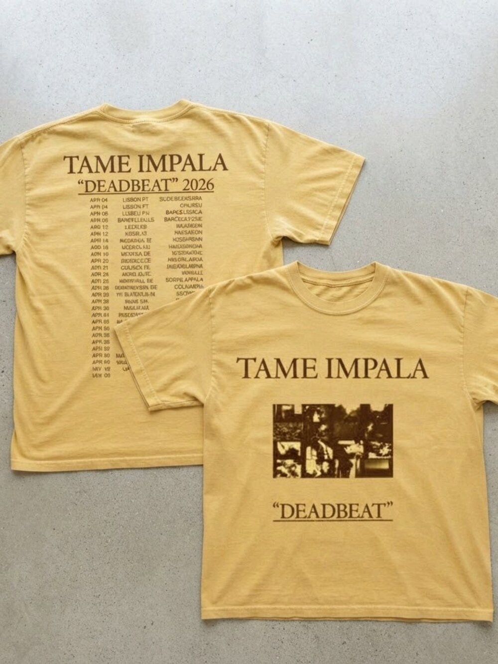Tame Impala Deadbeat Tour 2026 Yellow T-Shirt S-4XL